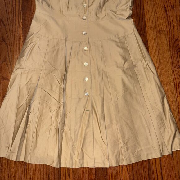 DRESSBARN Size 18W Beige Plus Size Lined Pleat Dress - Picture 3 of 6
